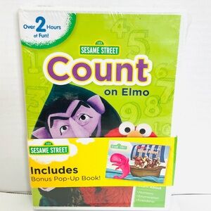 Sesame Street Count On Elmo DVD New Includes Bonus Pop Up Book WB